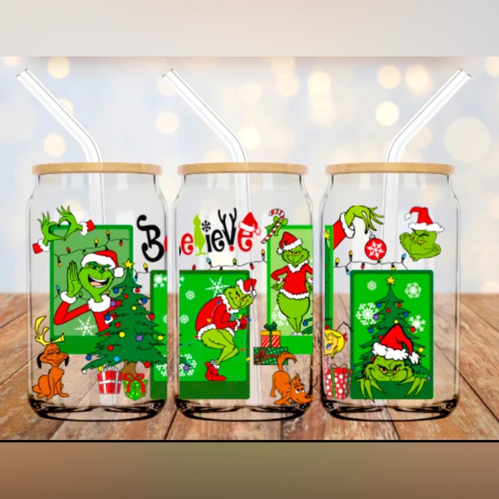 Grinch can glass 16oz